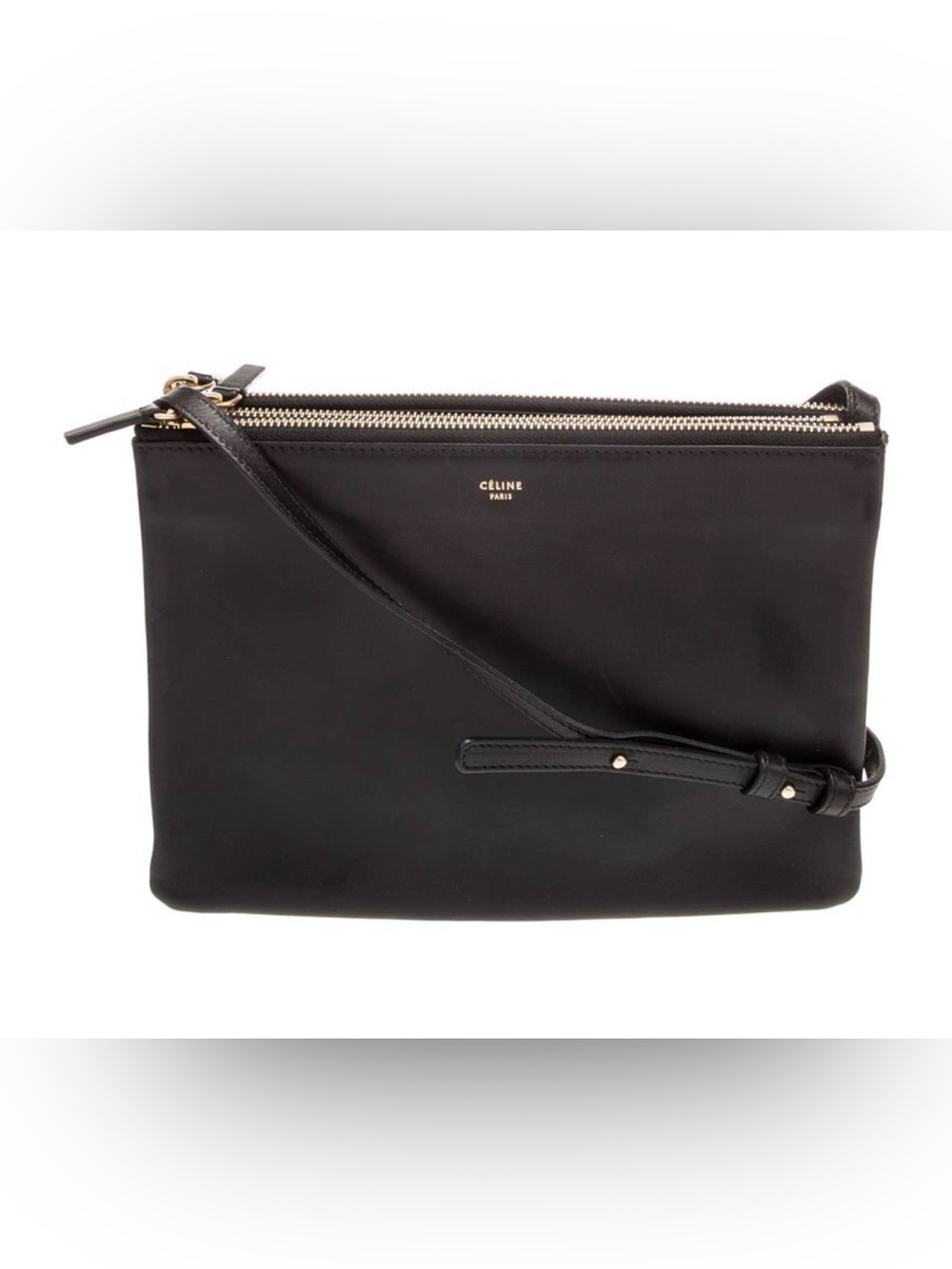 Celine Black Leather Trio Bag with Gold Hardware